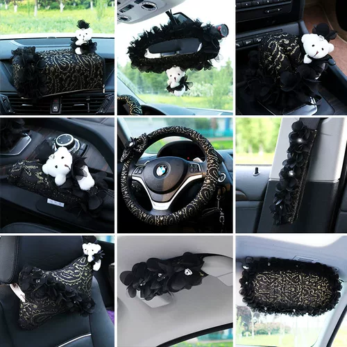 Черное ювелирное украшение, ремень безопасности, мультяшный комплект, с медвежатами, кружевное платье