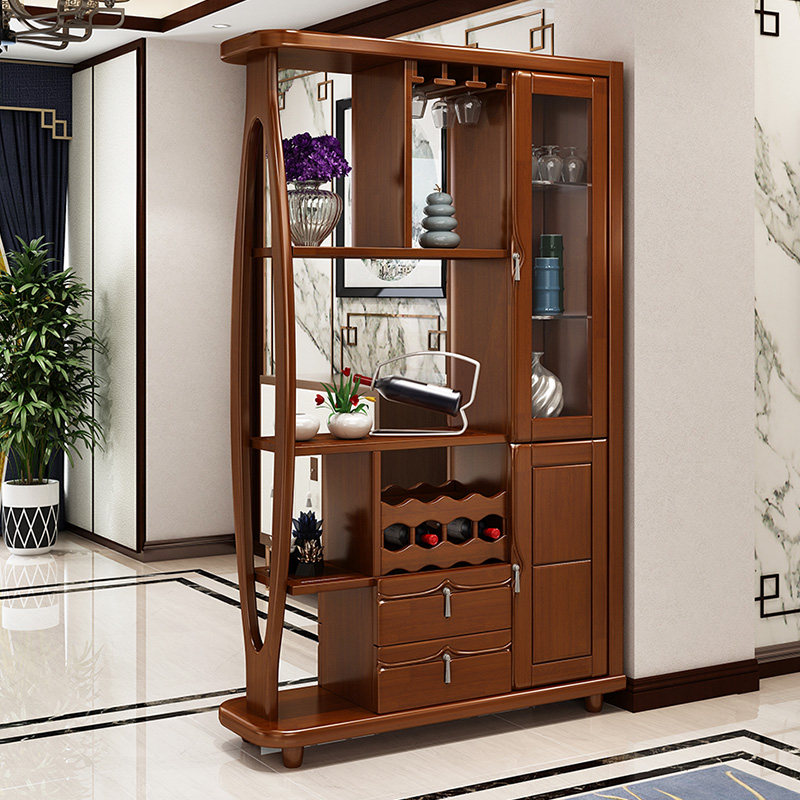 Chinese-style living room entrance solid wood room hall cabinet double-sided wine cabinet partition cabinet screen integrated porch storage dining cabinet