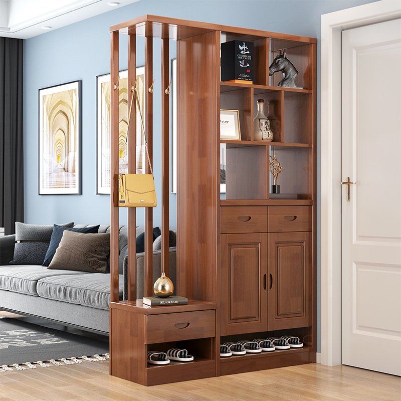 Living Room Solid Wood Wine Cabinet Xuanguan Cabinet Shoes Cabinet Integrated Hung Hanger Entrance entrance 1 5 m Double face partition Screen