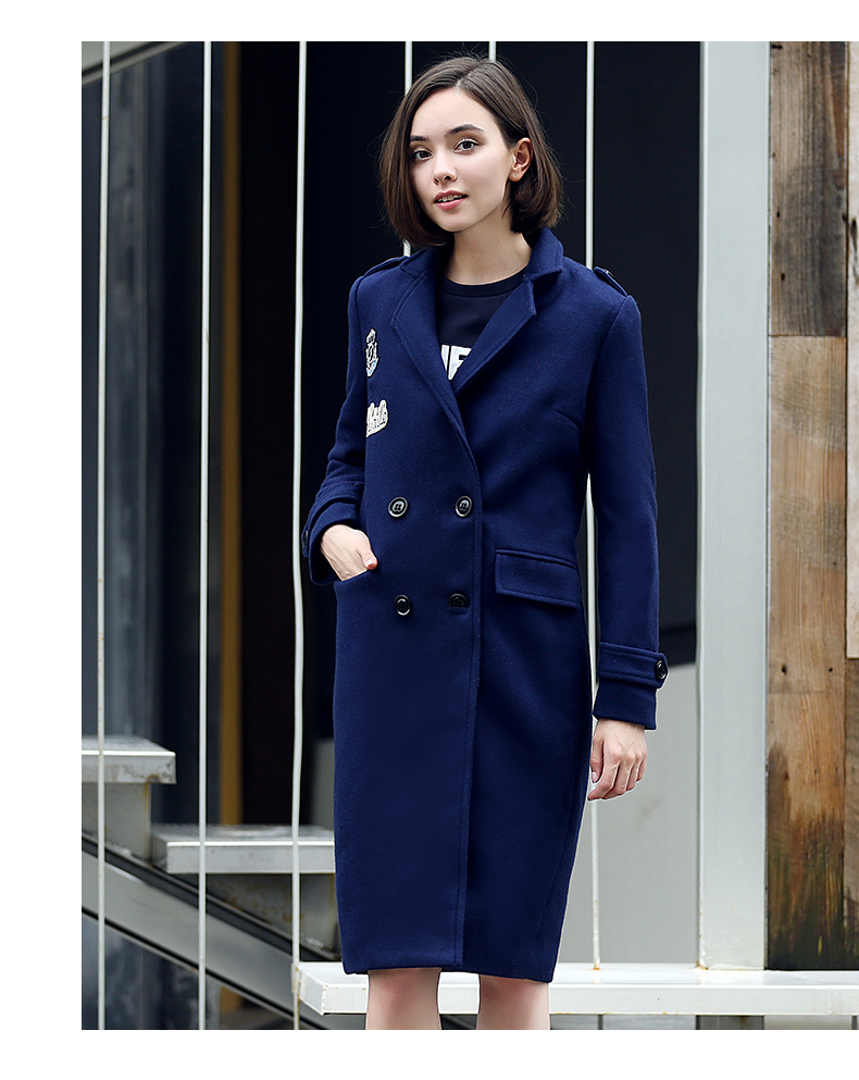 Jane 2018 mùa đông mới hoang dã chất liệu giảm béo áo khoác đôi áo ngực nữ áo khoác E65123 xu hướng áo khoác nữ 2021