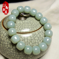 Xinjiang Hetian jade bracelet old bead bracelet for men and women natural jade sand jujube cyan hand beaded