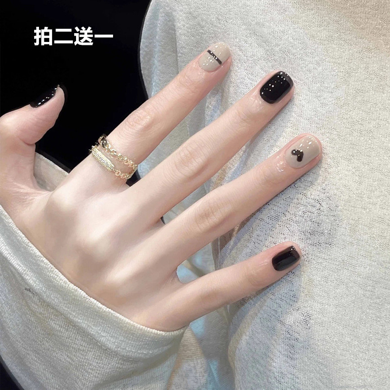Shangchunshan Short T-Shaped Nail Tips 2026 New Short Square Round Manicure Set Full Set of High-End Nail Patches