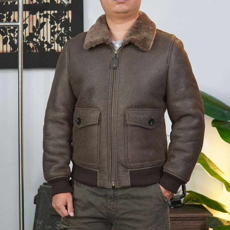 Rl Retro Old Money Style A2 Lambskin Flight Jacket Men's Leather and Fur Integrated Thick G1 Genuine Leather Jacket Rl Retro Old Money Style A2 Lambskin Flight Jacket Men's Leather and Fur Integrated Thick G1 Genuine Leather Jacket