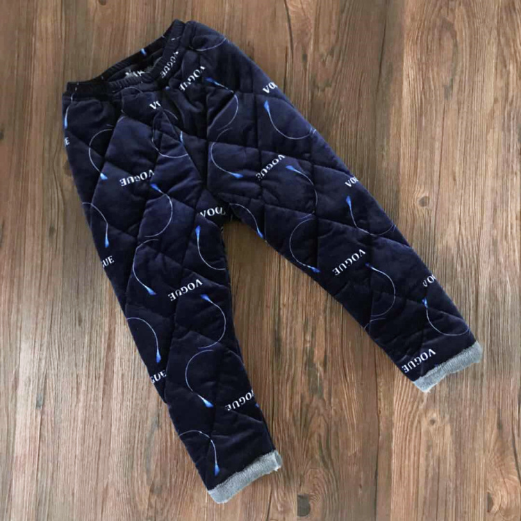 Một gói cộng với nhung dày trong các chàng trai lớn và các cô gái cha mẹ con ba lớp quilted nhung nhung pyjama dài nhà quần mặc nhà đẹp
