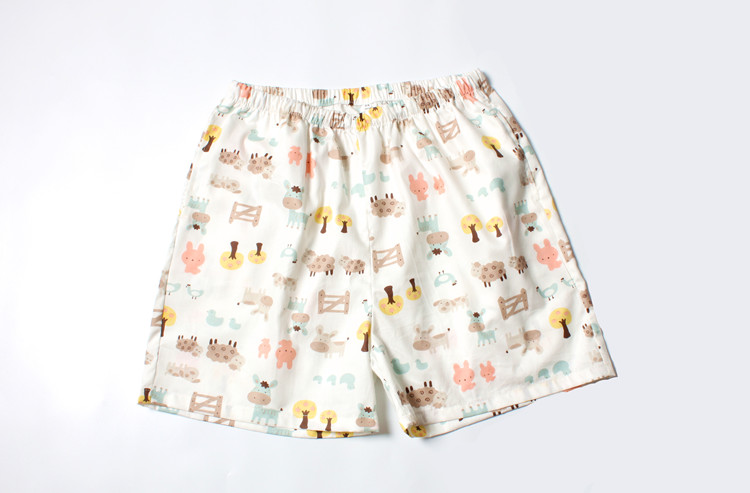 [Đôi Pocket Shorts] Mùa Hè Quần Nhà Giản Dị Quần Short Couple Đồ Ngủ Phụ Nữ Bông Phim Hoạt Hình Lỏng Lẻo In