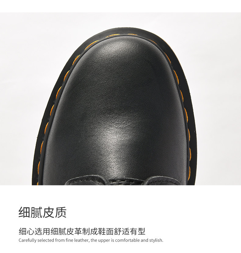 走索 男士复古英伦风 真皮高帮马丁靴 图4