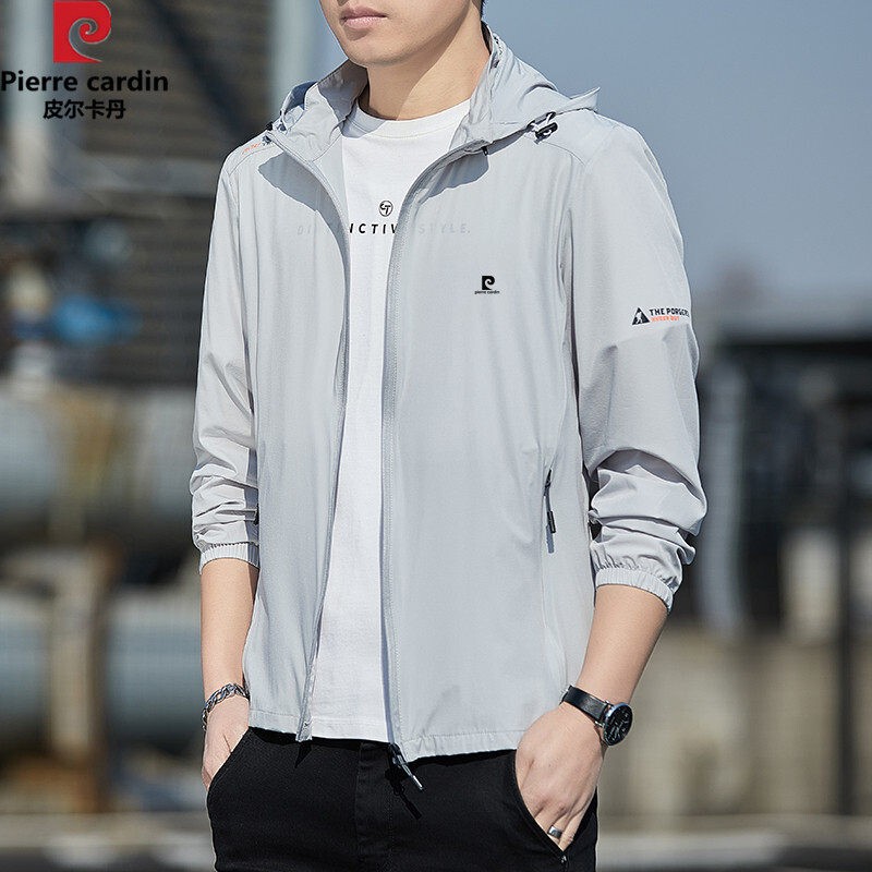 Pierre Cardin Upf50+ Men's Summer Thin Ice Silk Sun Protection Clothing Outdoor Casual Skin Clothing Removable Hood Jacket Pierre Cardin Upf50+ Men's Summer Thin Ice Silk Sun Protection Clothing Outdoor Casual Skin Clothing Removable Hood Jacket