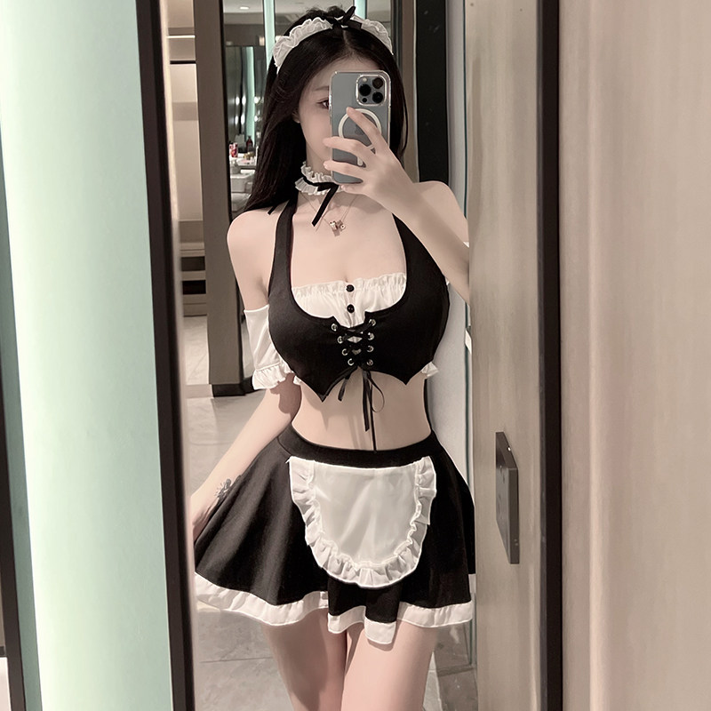 Sexy pure bunny girl costume cos cute lace apron maid uniform seductive maid catwoman suit