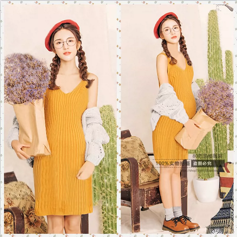Phiên bản tiếng Hàn mới của studio áo bà bầu 2018 cho bà bầu ảnh quần áo thời trang bà bầu ảnh mẹ chụp ảnh quần áo