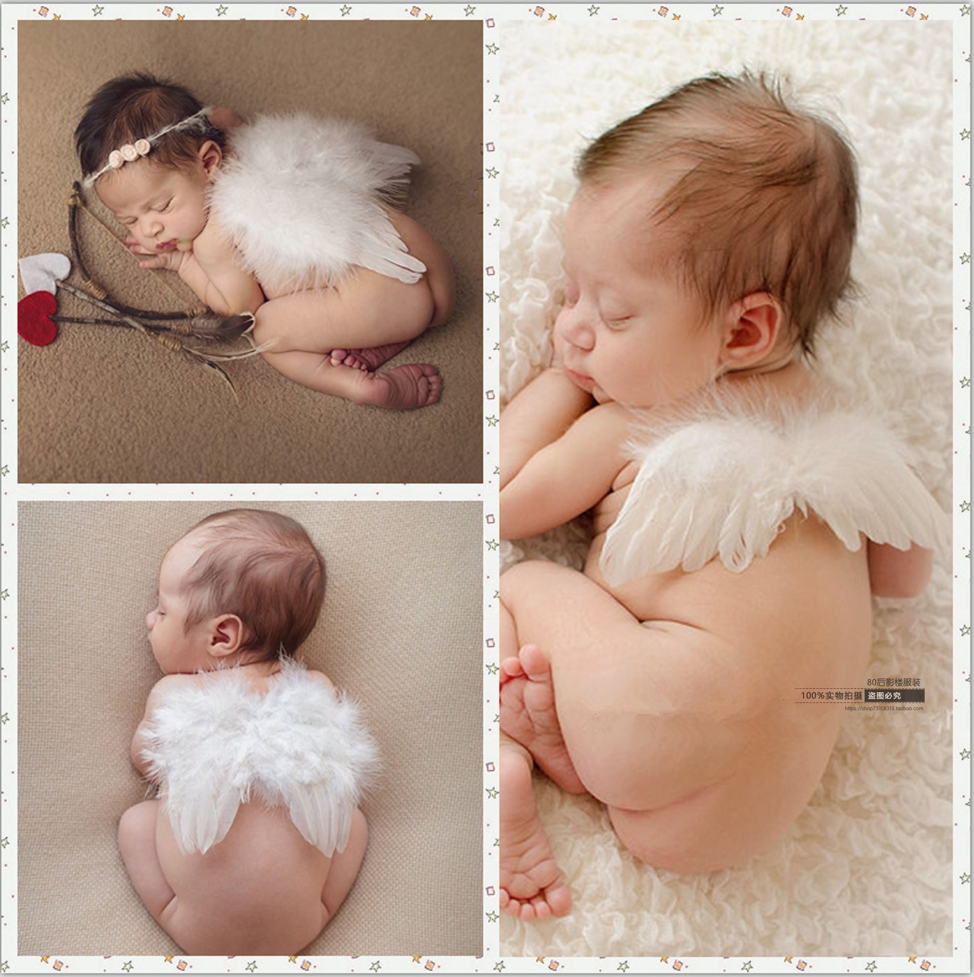 Newborn Baby Photographed Clothing Baby 100 Days Full Moon Photography Little Angel Wings Photo Gallery Themed Photographic Props