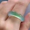 Fine emerald-colored Dulong jade ring, ice type Piaoyang green jade ring, ice green ring, men's and women's hand accessories