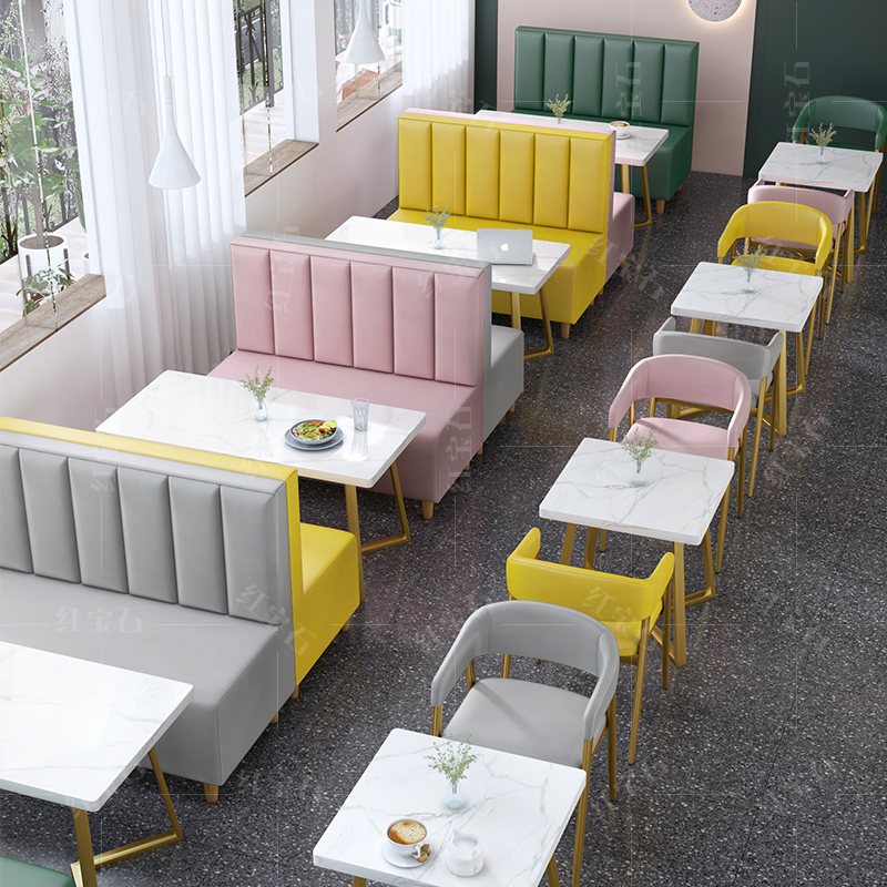 Bakery tables and chairs casual milk tea bar cold drinks against the wall pickup seat sofa custom dining table and chair combination