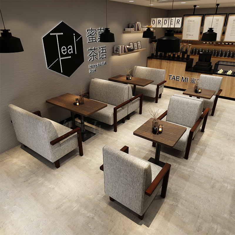 Retro Cafe Sofa Card Seat Cloth Art Western Food Clear Bar Casual Negotiation Tea House Noodle Shop Milk Tea Shop Table and Chair Combination