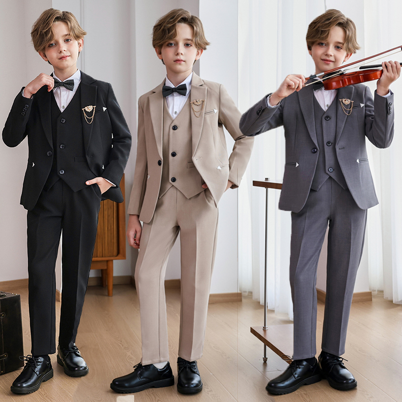 Children's Suit Set for Boys, British Style, Handsome Boy's Small Suit, Flower Boy Wedding, First Birthday, Piano Host Performance Outfit