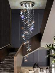 Butterfly Crystal Chandelier Villa Living Room Lamp Modern Minimalist 2023 New Model Duplex Building Dining Room Staircase Long Chandelier