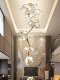 Rotating Staircase Chandelier with a Zen-Inspired, Light Luxury, High-End Design, All-Copper, New Chinese-Style Villa Living Room Lotus Leaf Lamp