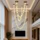 Italian Collier Designer Creative Conductive Pure Copper Marble Chandelier Hotel Villa Lobby Glass Chandelier