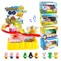 Electric track climbing stairs Childrens puzzle electric toys Creative track toys with music glow