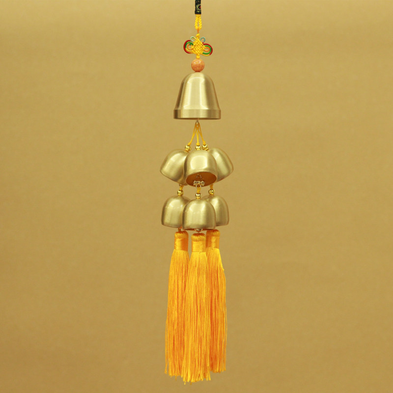 Seven one big six small pure copper bell metal wind chime hanging decoration door decoration home living room balcony shop pendant