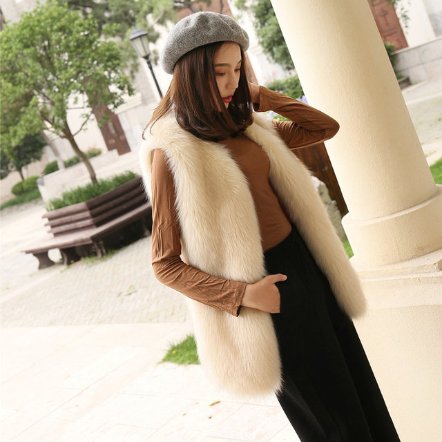 ເສື້ອຂົນຂົນອ່ອນໆທີ່ເປັນມິດກັບສິ່ງແວດລ້ອມສຳລັບຜູ້ຍິງລະດູຫນາວ imitation fox fur vest mid-length waistcoat fashionable