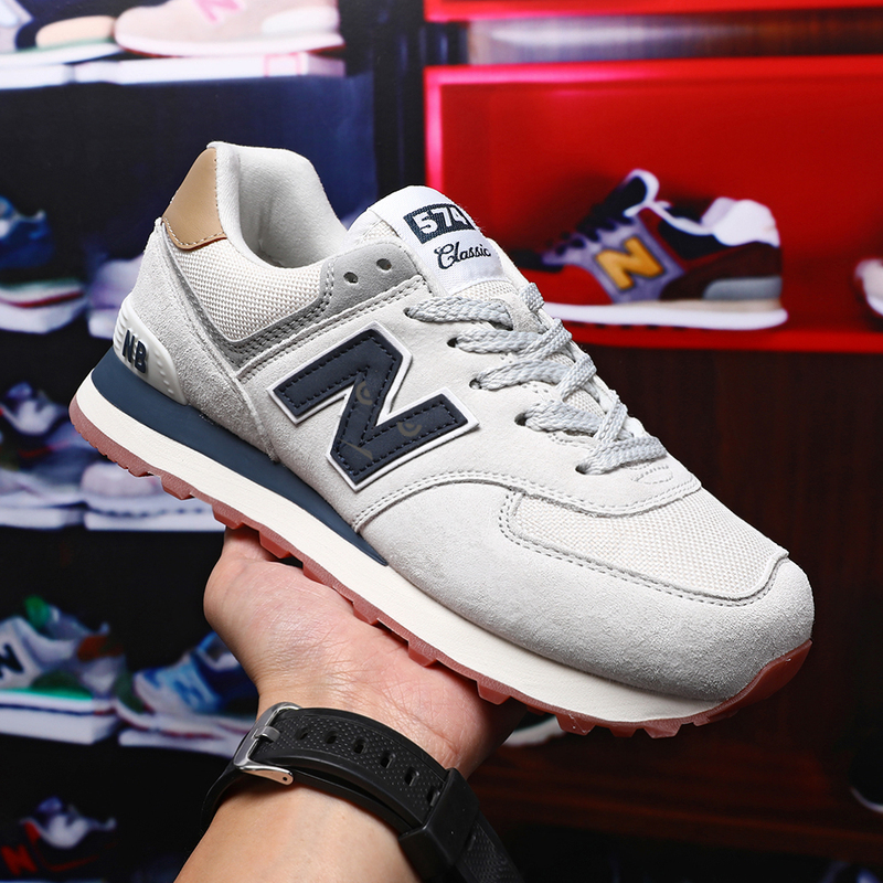 New Autumn and Winter Full Leather Genuine 574 Casual Sports Shoes for Men and Women, Versatile New Balance Running Shoes for Couples