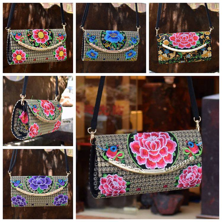 Embroidered cross-body bag New ethnic style embroidery bag embroidery stereotype Middle-aged and elderly women's bag single shoulder lady cross-body bag