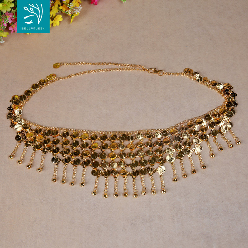 Dancer New Belly Dance Belt Chain Hip Scarf Square Dance Dance Semi-round Triangle Waist Seal Egyptian Sequin Gold Coin Belt