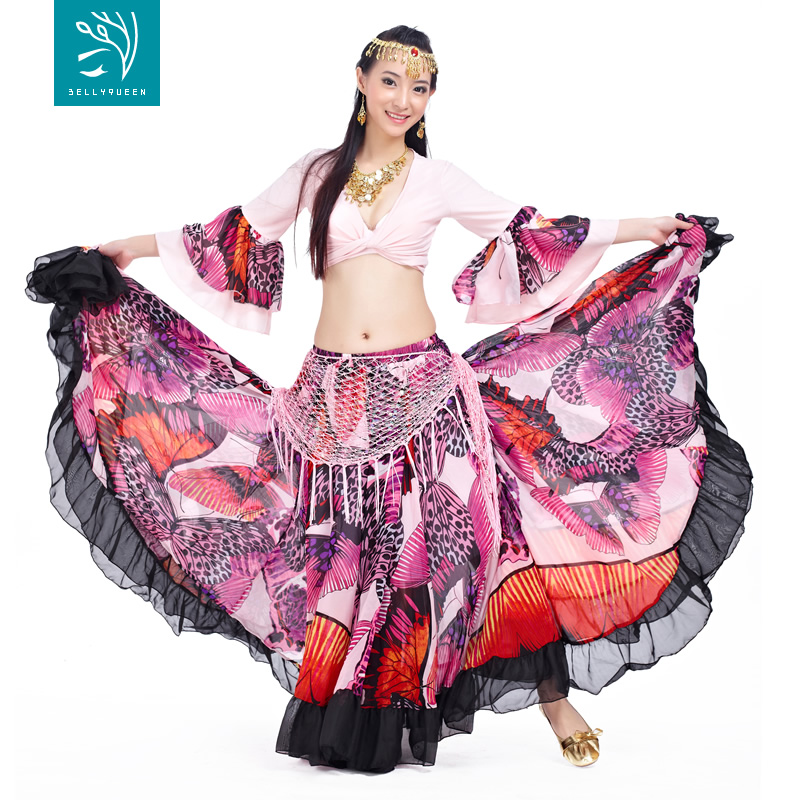 Dancer Gypsy flower dress Flamenco Mingo belly dance 720 degree skirt 23m tribal skirt