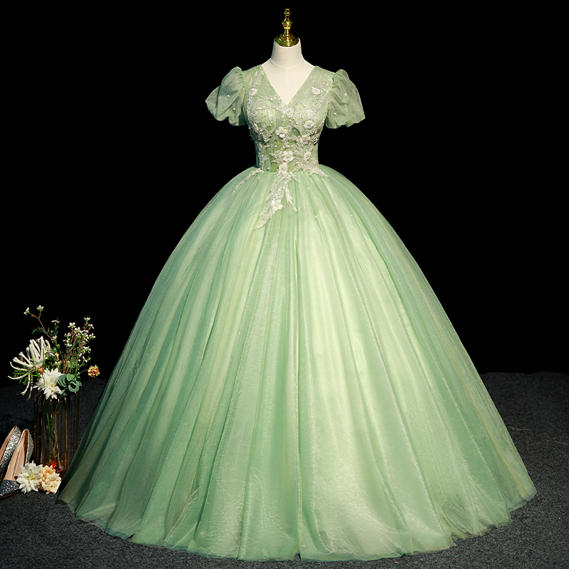 Evening Dress, Forest-Style Green, Vocal Music, Piano, Art Exam, Solo Performance, Tutu Skirt, Host Dress, Coming-Of-Age Ceremony