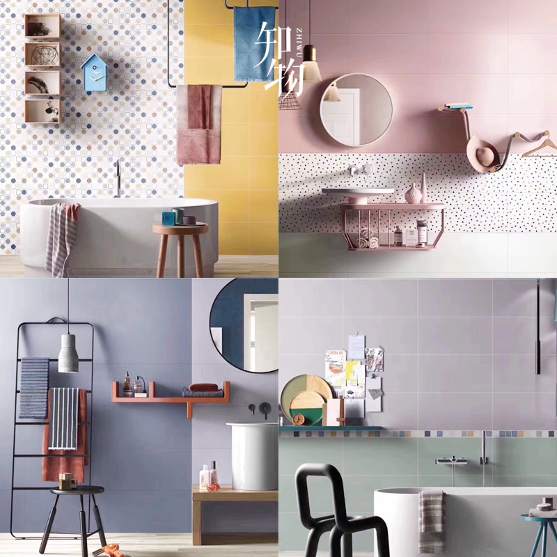 Low Suction Rate Macaron Tiles Ins Nets Red Kitchen Make-up Room Wall Brick Small Fresh Toilet floor tiles 300x600