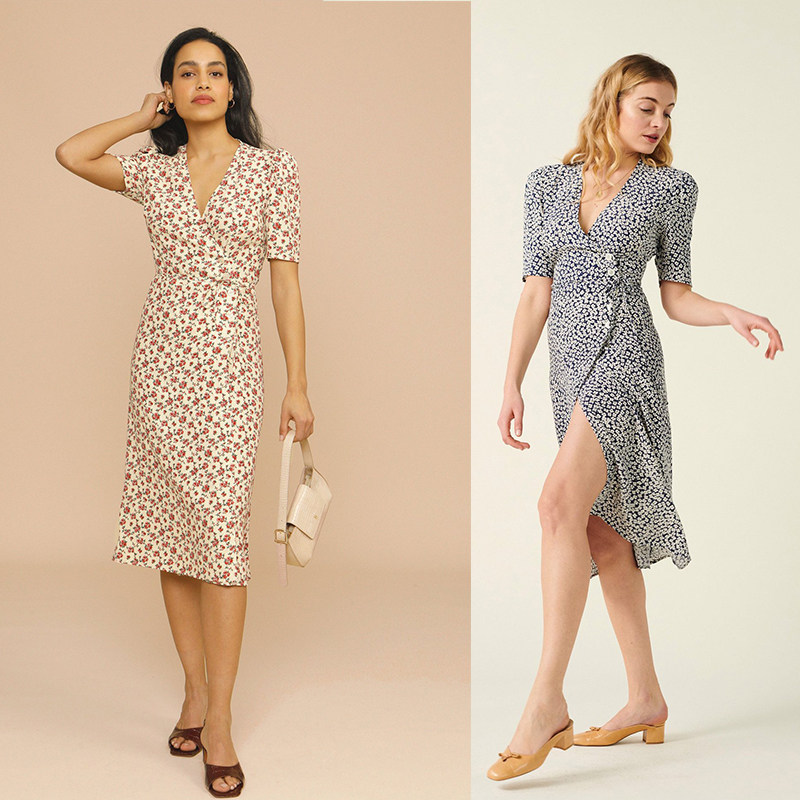 [USD 351.02] rouje Tearested skirt female broken flower orange stalk