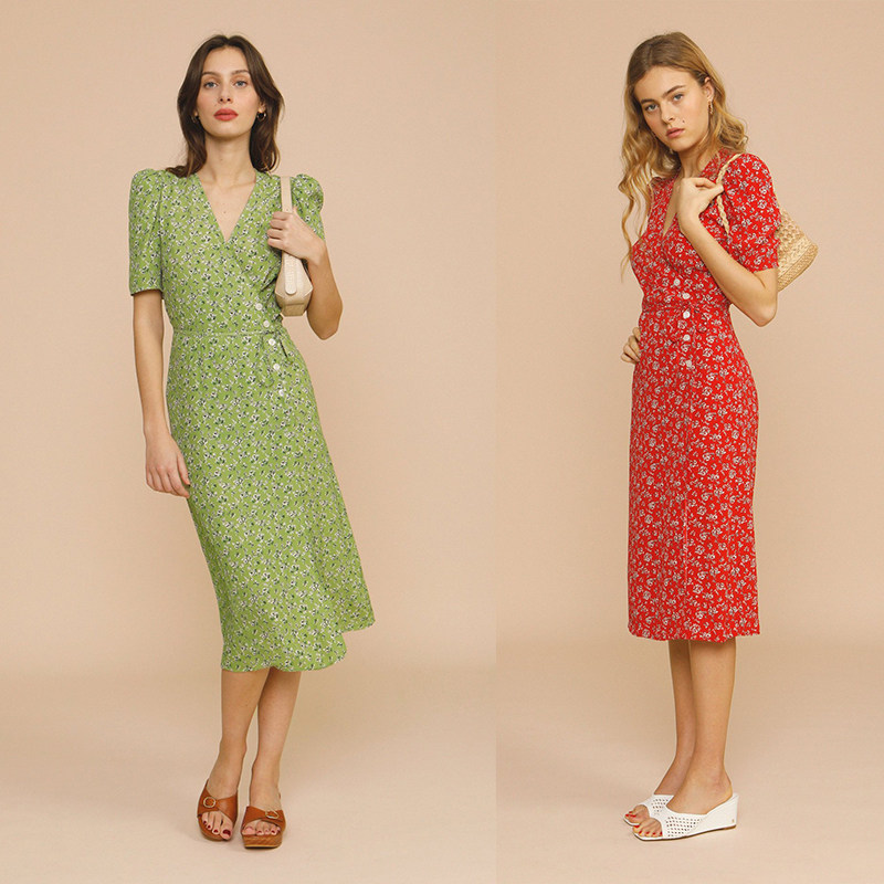 [USD 351.02] rouje Tearested skirt female broken flower orange stalk