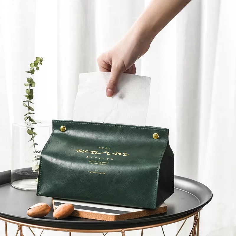 Nordic INS light lavish minimalist home living room toilet paper towels box tissue bag creative leather paper towels to contain removable toilet paper
