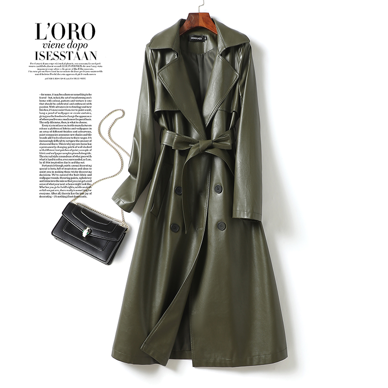 2026 Spring New Haining Genuine Leather Women's Mid-Length Sheepskin Coat with Belt, Slim Fit and Trendy