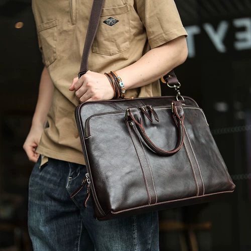 Подлинный высококачественный итальянский импортный портфель для бизнес-божества Большой мужская ручная рука подлинная кожаная сумка для ноутбука