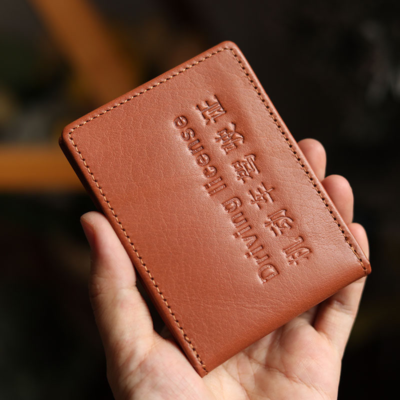 Driving license leather sheath dermis Leather Card Head Layer Bull Leather Credential Kit Card Wrap Public Car Card Driving License Ultra Slim Card Bag