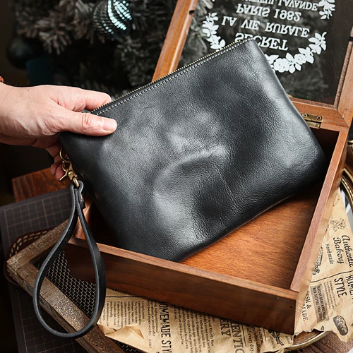 Оригинальная кожаная маленькая сумка клатч ручной работы, цепочка с молнией, коллекция 2023, бизнес-версия