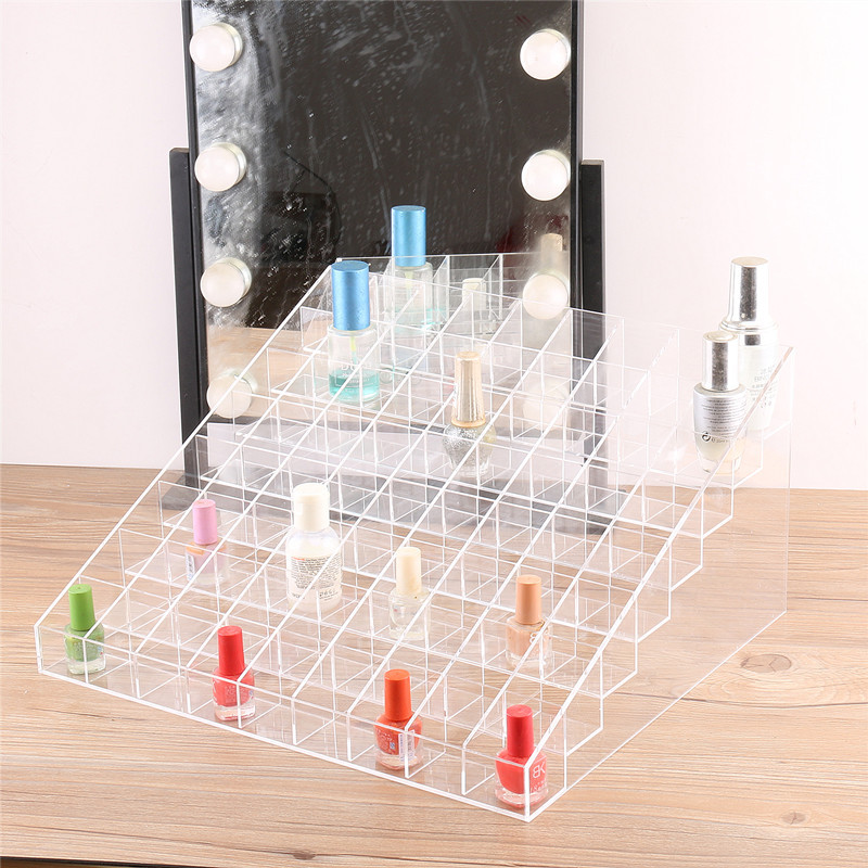 Acrylic Cosmetics Storage Dressing Table Multi-Layer Grid Nail Polish Gel Display Rack Desktop Organizer Box for Women