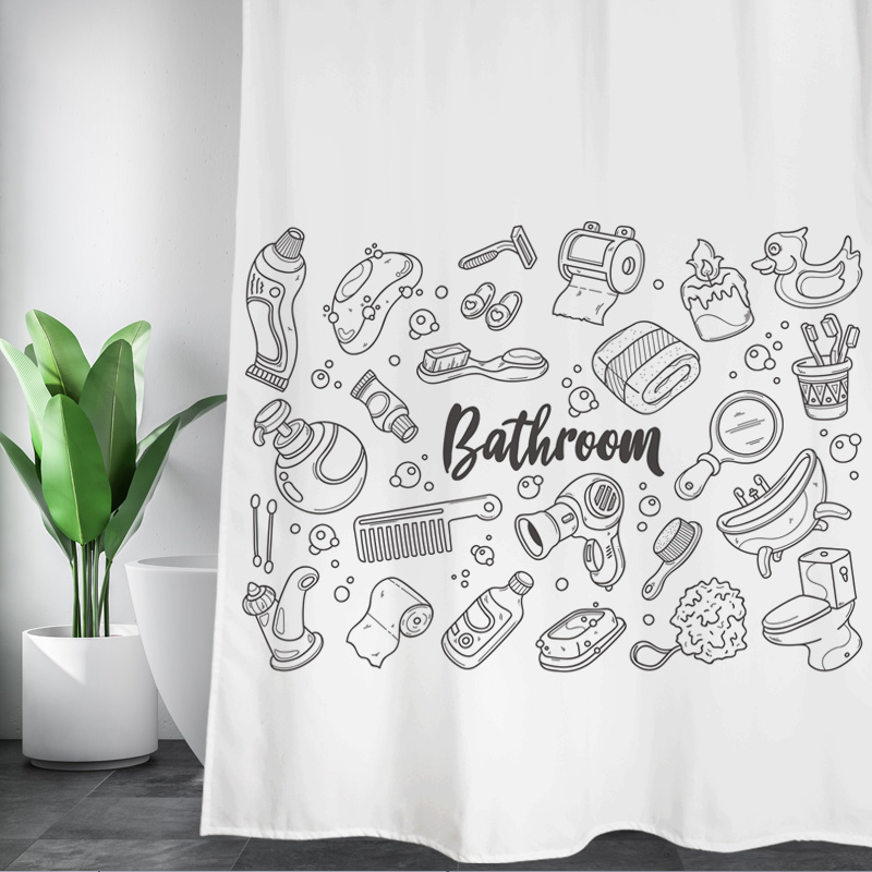 Custom cartoon shower curtain waterproof thickened mildew proof bathroom curtain Nordic ins curtain toilet partition window American bath cloth