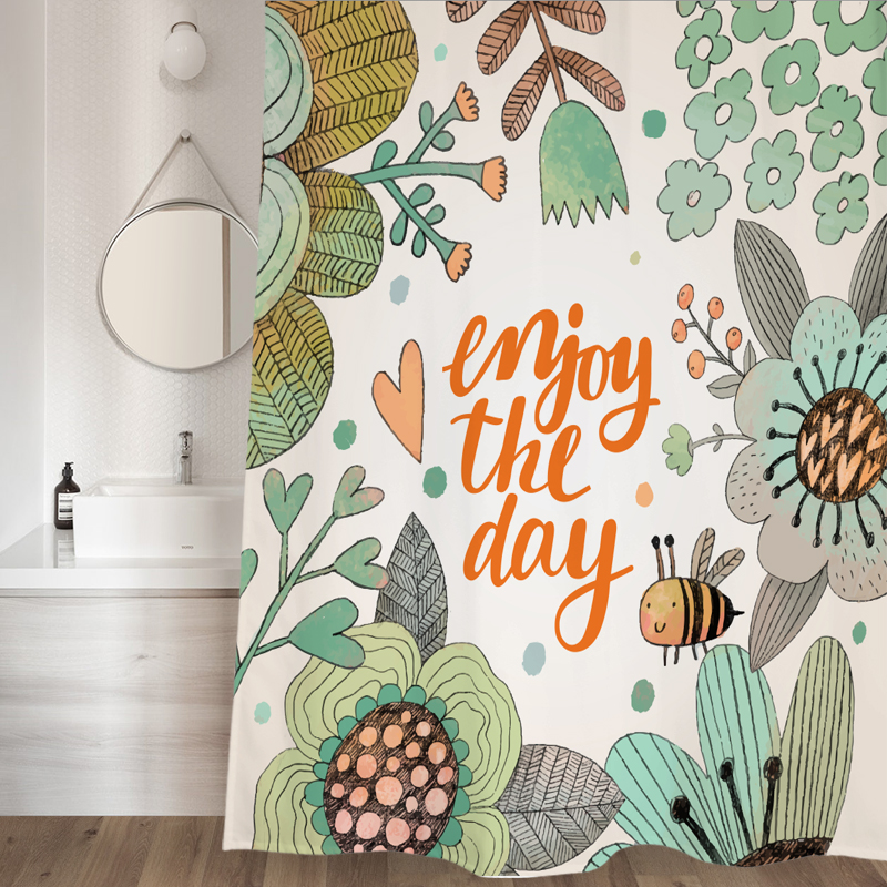 Cartoon Flowers Bathroom Burqa Thick Waterproof and Mildew Bath Curtain Cloth Makeup Room Shower Curtain Bathroom Blinds Bath partitions