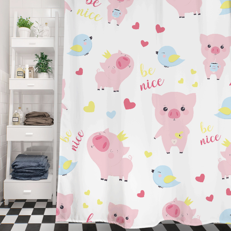 Cartoon Cute Bath Curtain Custom Children Bathroom curtains upscale shower curtain Dressing Room Water stop with thick waterproof and mildew resistant