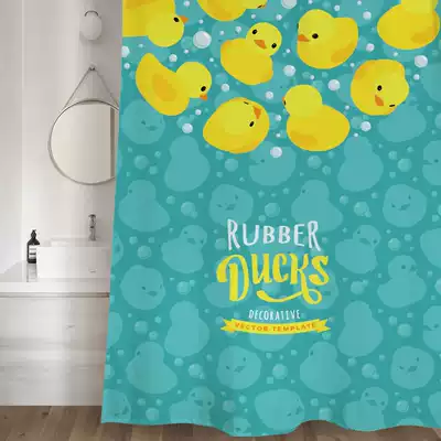 Shower curtain waterproof cloth thickened mildew net red curtains small yellow duck cartoon cute bathroom curtain toilet partition window shower