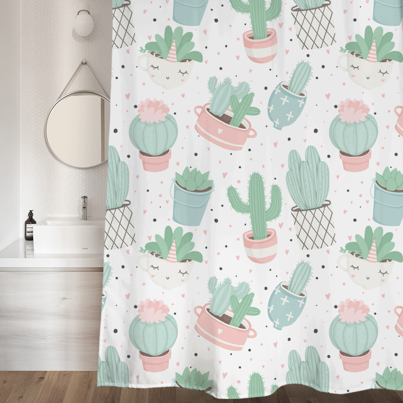 Cartoon bathroom waterproof partition curtain bathroom shower curtain set thickened curtain door curtain anti-mildew bath curtain hanging curtain