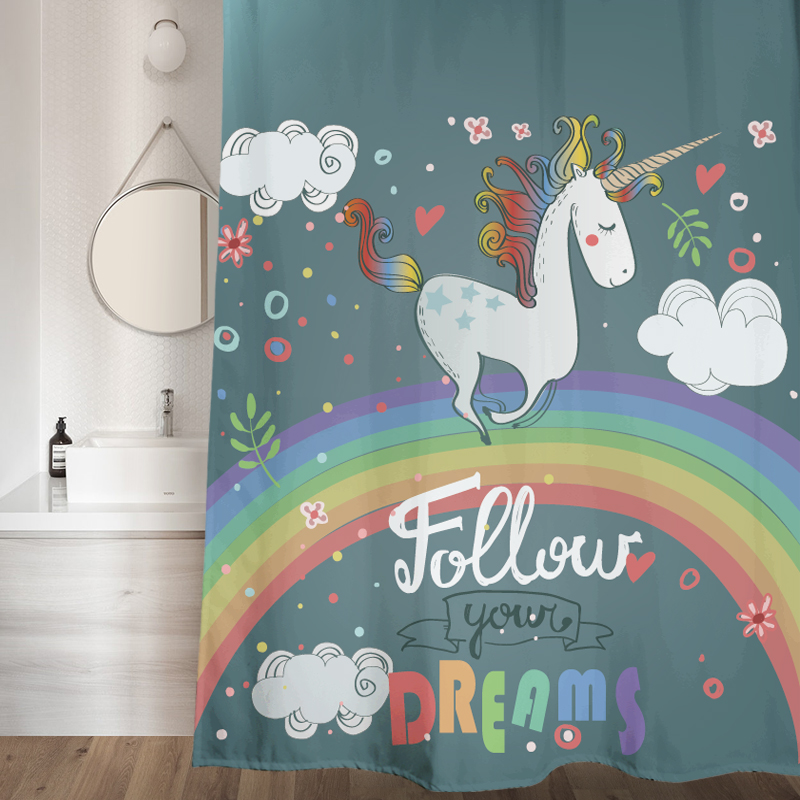 American custom shower curtain cartoon cute shower curtain cloth thickened waterproof mildew curtain cloth Powder room curtain curtain