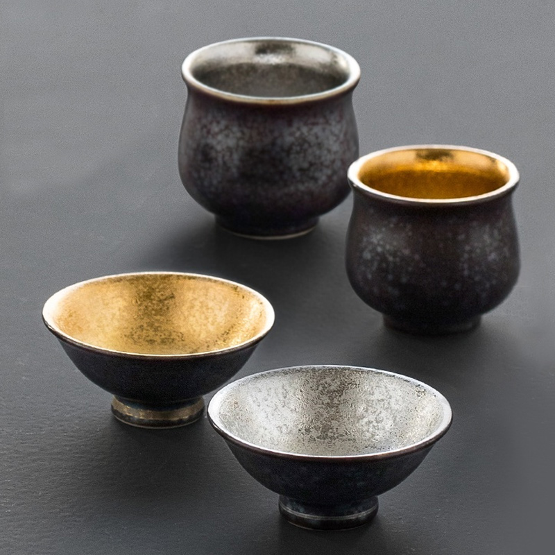 Japan Import with field Fever Pottery Delight Kiln Gold And Silver Sky Destination Clear Wine Glass Kungfu Small Tea Cup Tasting Cup Tea Brewery Cup