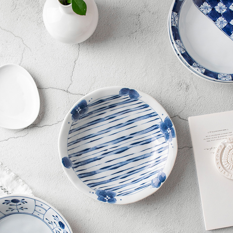 Japan Imported Plate Day Style Plate Soup Pan Deep Pan Household Glazed Color Ceramic Cutlery Pozzo see Saucer Dish