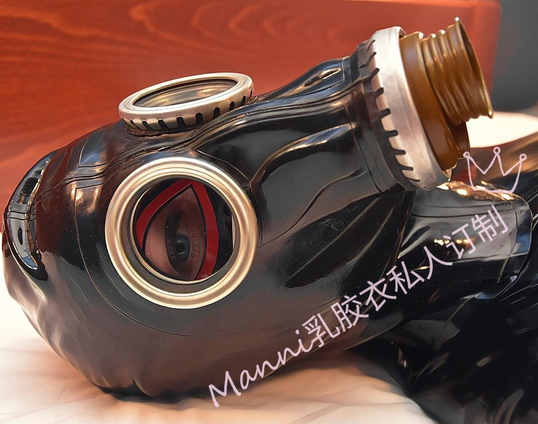 Manni latex clothing gas mask suffocation cos accessories sexy tights latex clothing