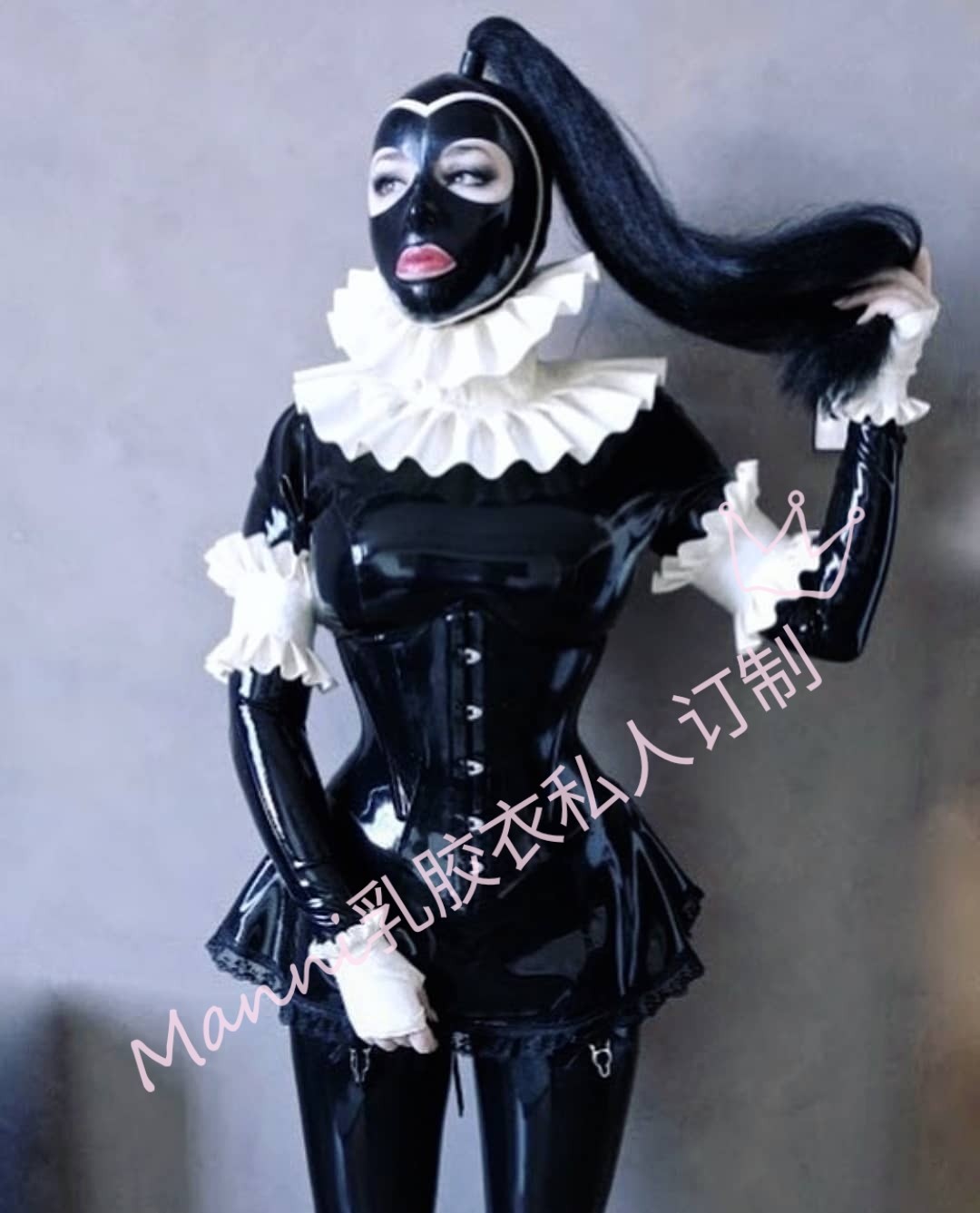Manni Manny's latex clothing latex clothing cos one-word skirt custom sexy female skirt multi-color