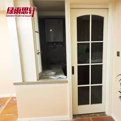 Green rain Sixuan single-fan powder room sliding door Kitchen sliding door Solid wood simple sliding door glass sliding door