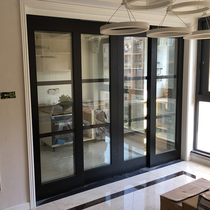 Green Rain Sixuan Waterloo black open lacquered mobile door double glazed solid wood composite baking lacquered sliding door